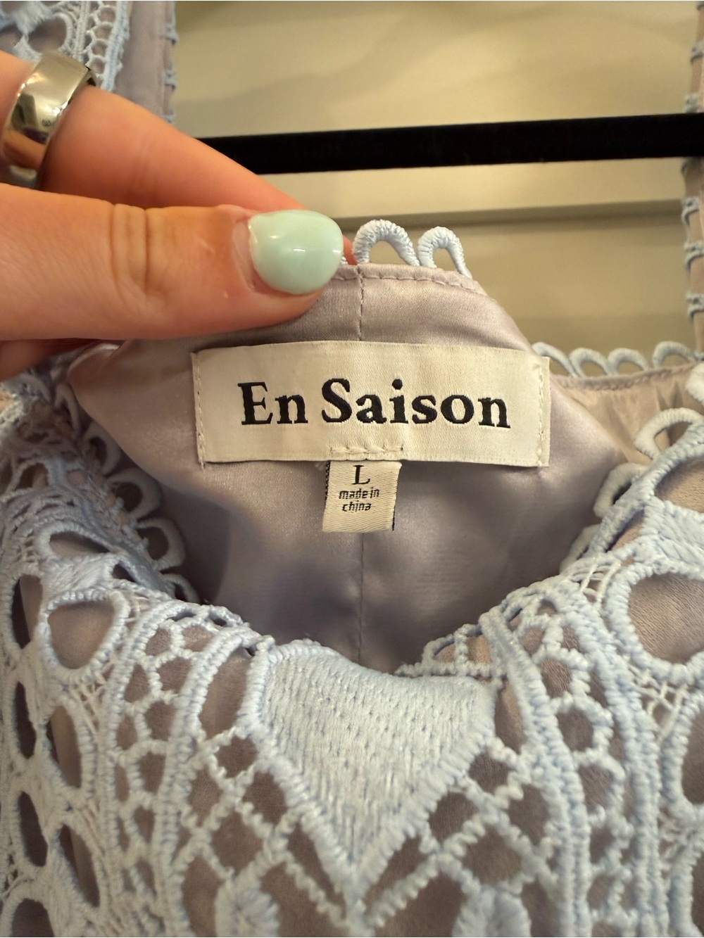 En Saison Light Blue Lace Square-Neck Blouse - Picture 7 of 8